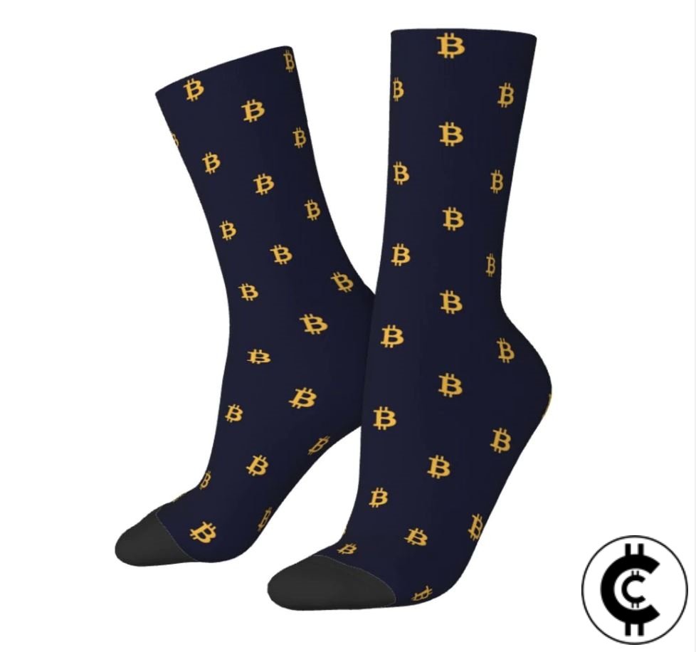 Bitcoin Themed Blue Socks - CryptoCulture