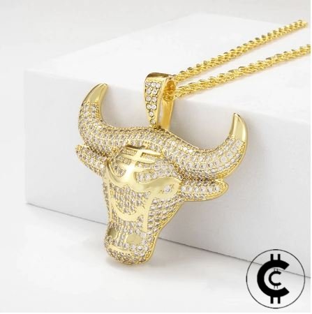 Crypto Gold-Plated Bull Pendant - CryptoCulture