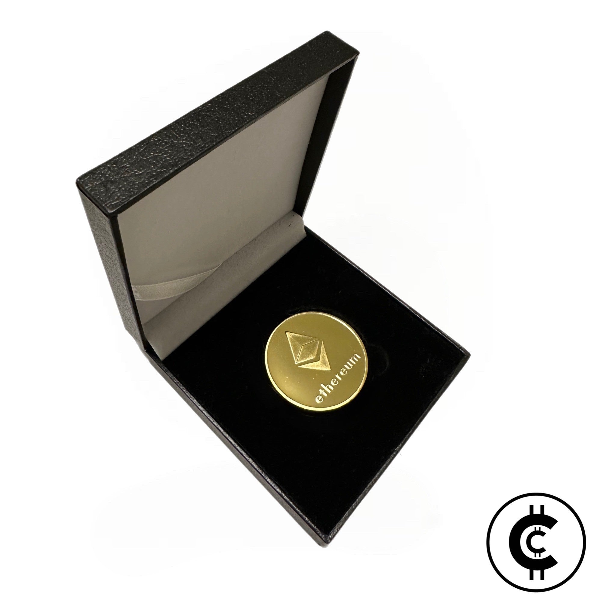 Gold-Plated Stainless-Steel Ethereum Collectable Coin in Case. - CryptoCulture