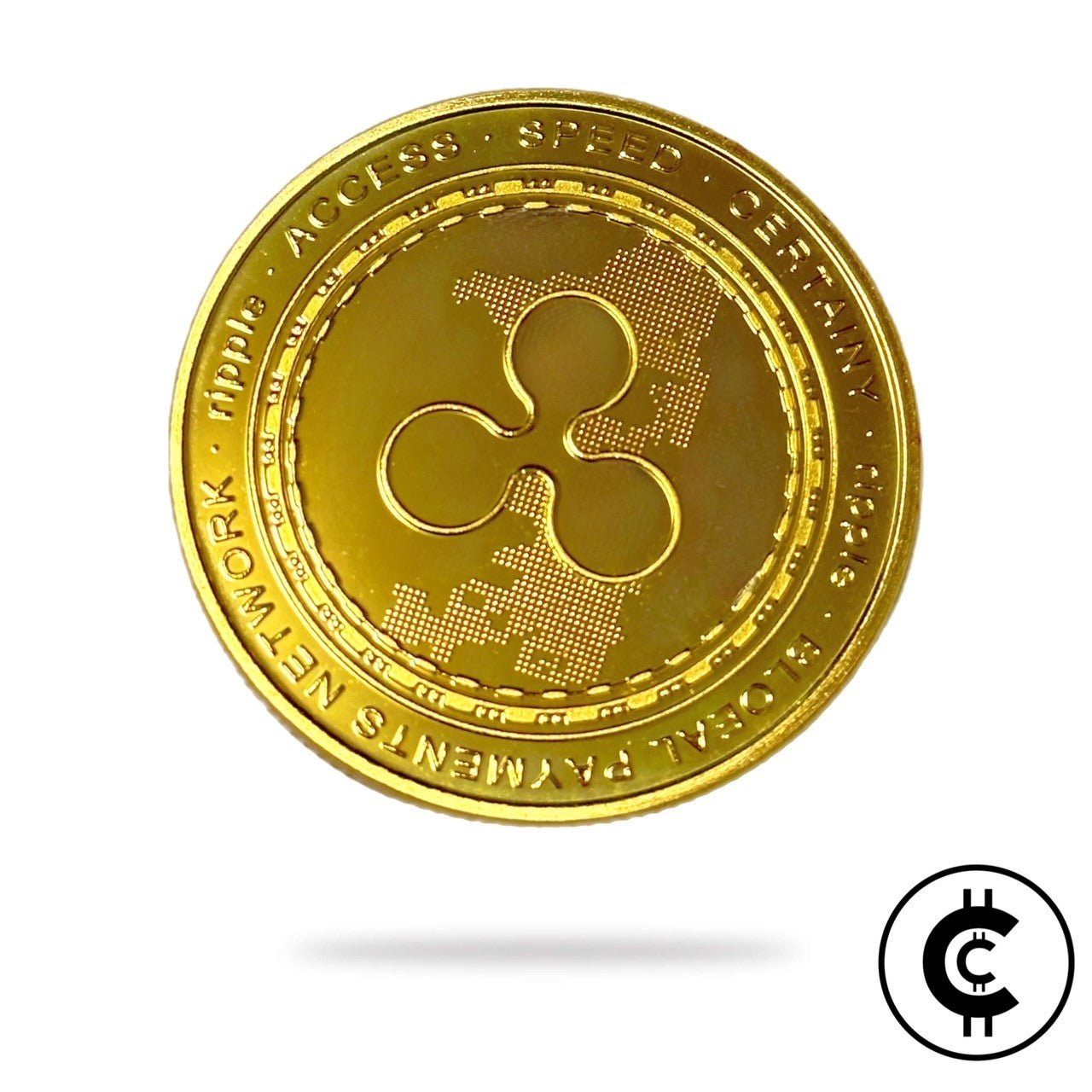 Gold-Plated Stainless-Steel XRP Ripple Collectable Coin in Case. - CryptoCulture