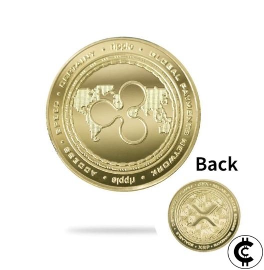 Gold-Plated Stainless-Steel XRP Ripple Collectable Coin in Case. - CryptoCulture