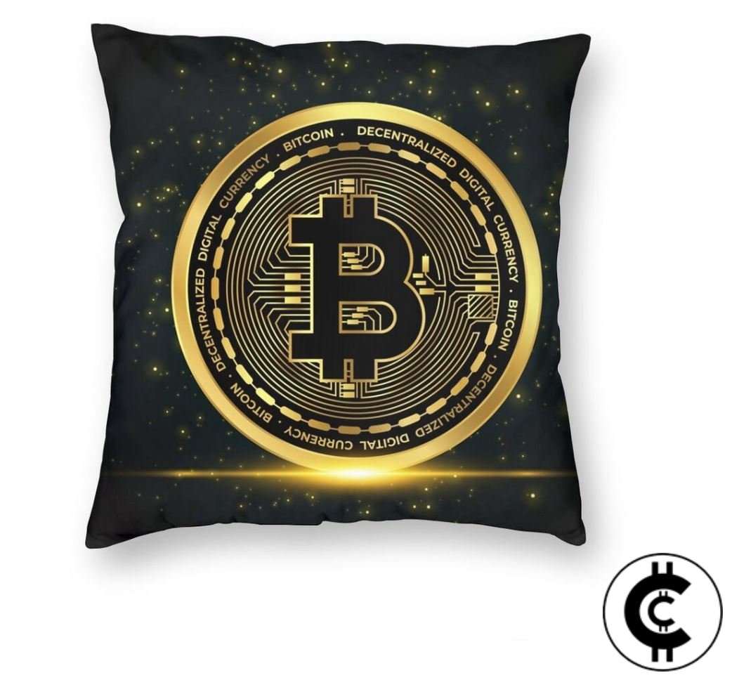 Large Bitcoin Themed Cushion Pillow - CryptoCulture