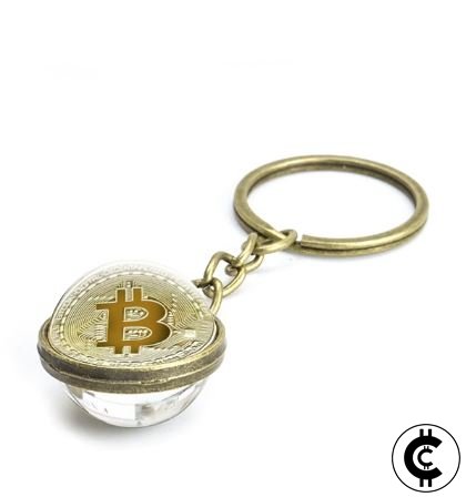 Metal Bitcoin Glass Ball Keyring - CryptoCulture