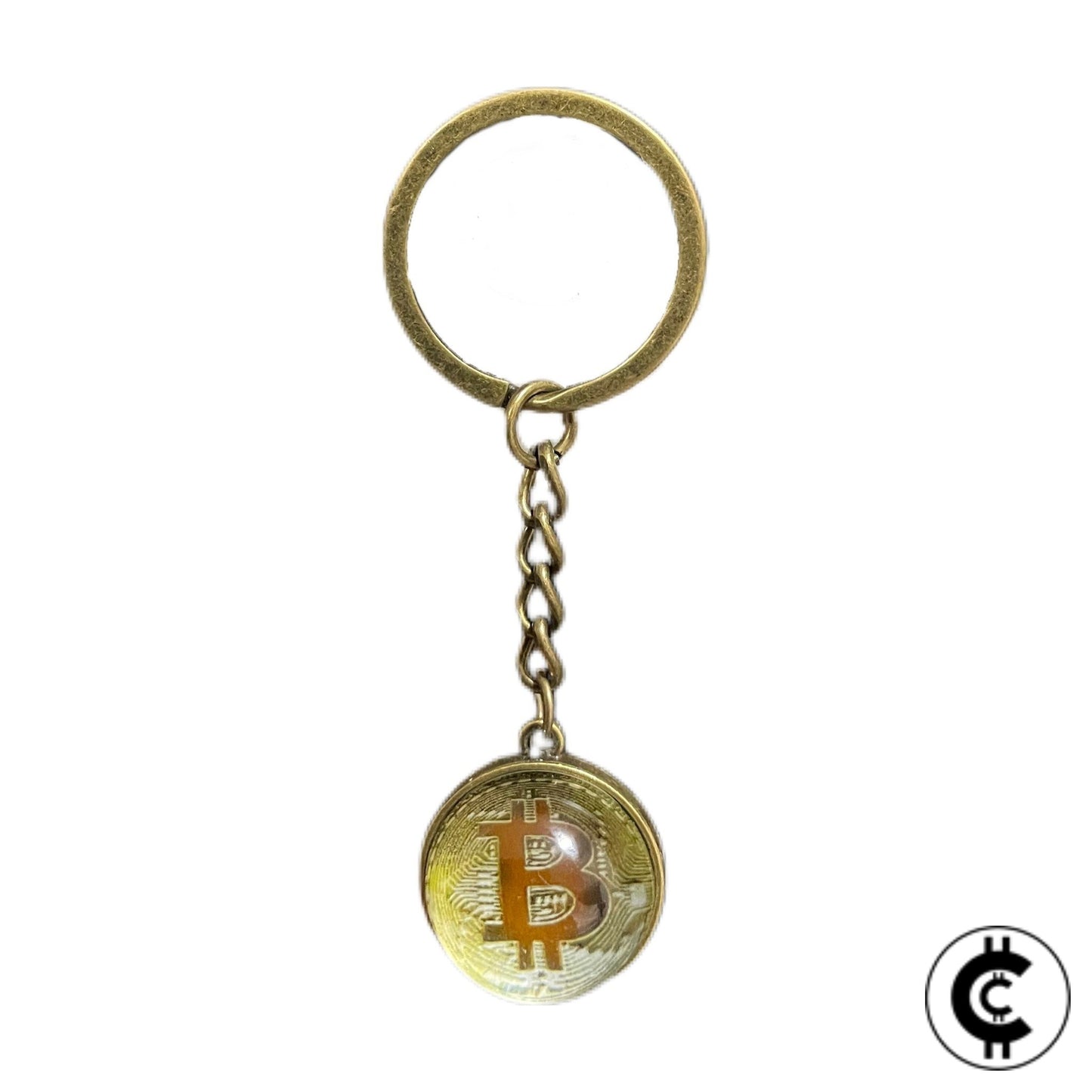 Metal Bitcoin Glass Ball Keyring - CryptoCulture